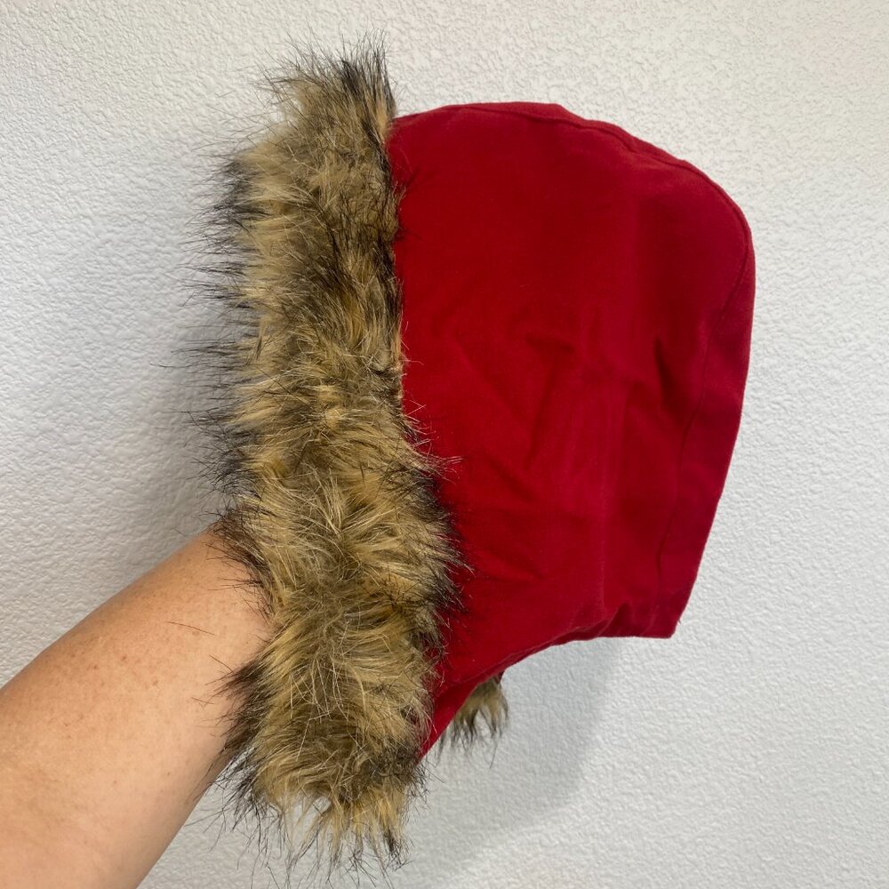 Style & Co Red Wool Blend Toggle Coat Faux Fur Hood XL - Picture 9 of 16